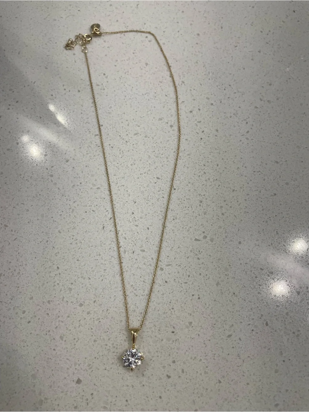 Express Gold-Tone Necklace with Clear Crystal Pendant